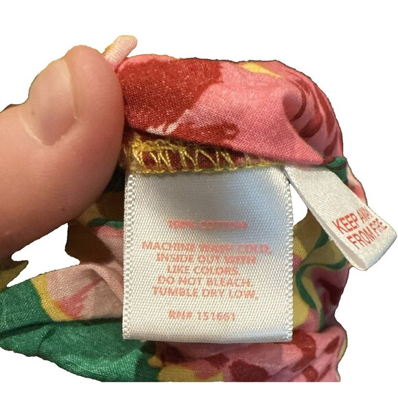 Ban. do Pajama Set Floral Small Robe Pants Honey Las Flores Yellow Green Pink - Picture 9 of 11